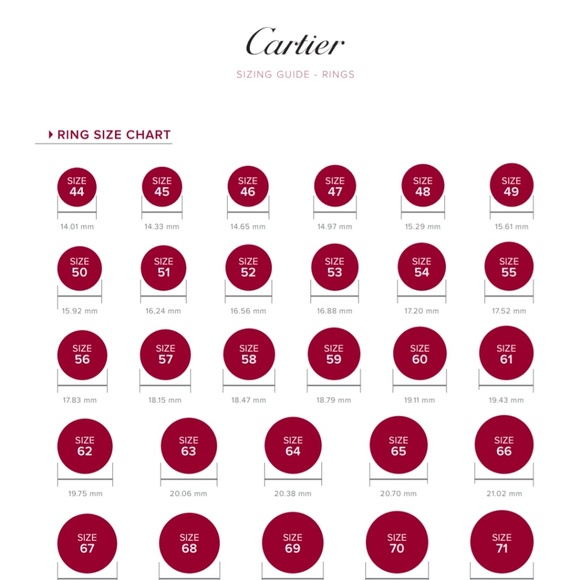 Size Chart Cartier Size 16 Cartier Rose Gold Plain Love Bracelet